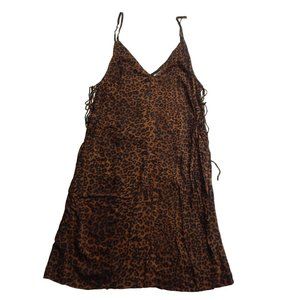 PacSun Womens Spaghetti Strap Mini Dress Tie Up Sides Leopard Print Size XS